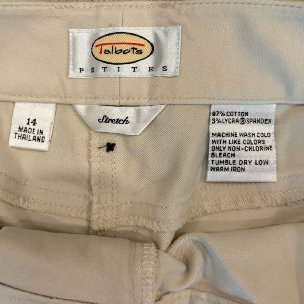 Talbots Light Tan Stretch Pants 14P - Picture 4 of 10